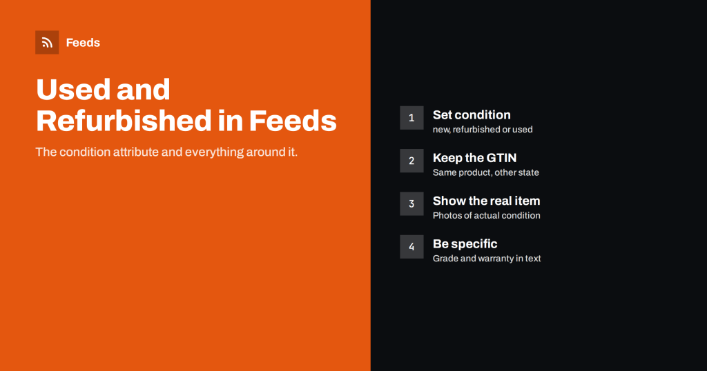 Used and Refurbished Products in Feeds: Condition Done Right