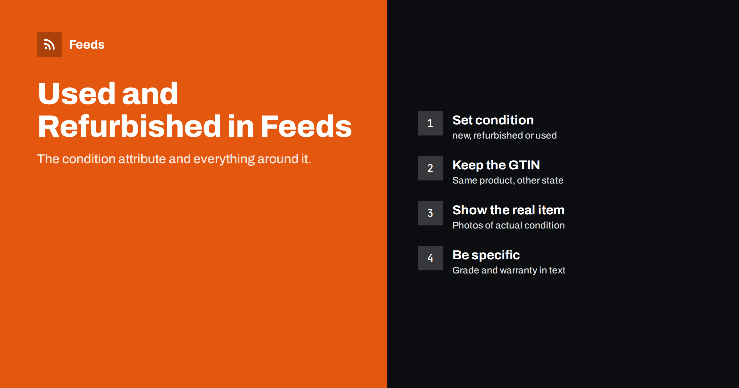Used and Refurbished Products in Feeds: Condition Done Right