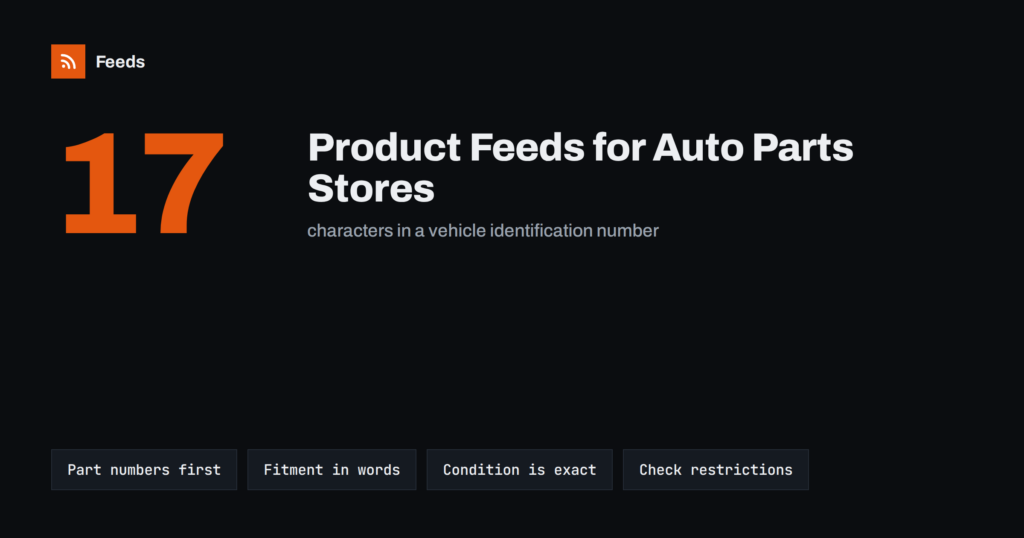 Product Feeds for Auto Parts Stores: Fitment and Part Numbers