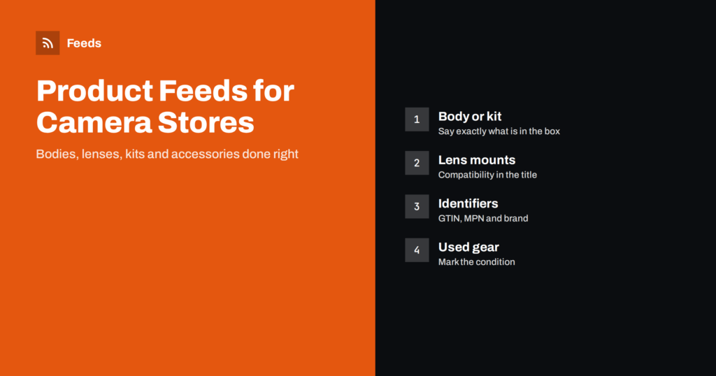Product Feeds for Camera and Photography Equipment Stores