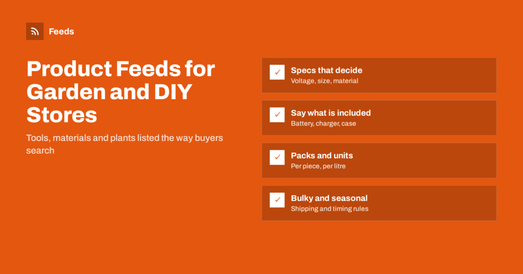 Product Feeds for Garden, DIY and Hardware Stores