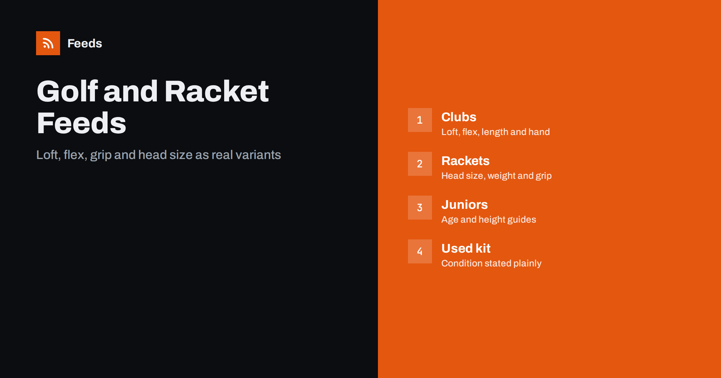 Product Feeds for Golf and Racket Sports Equipment