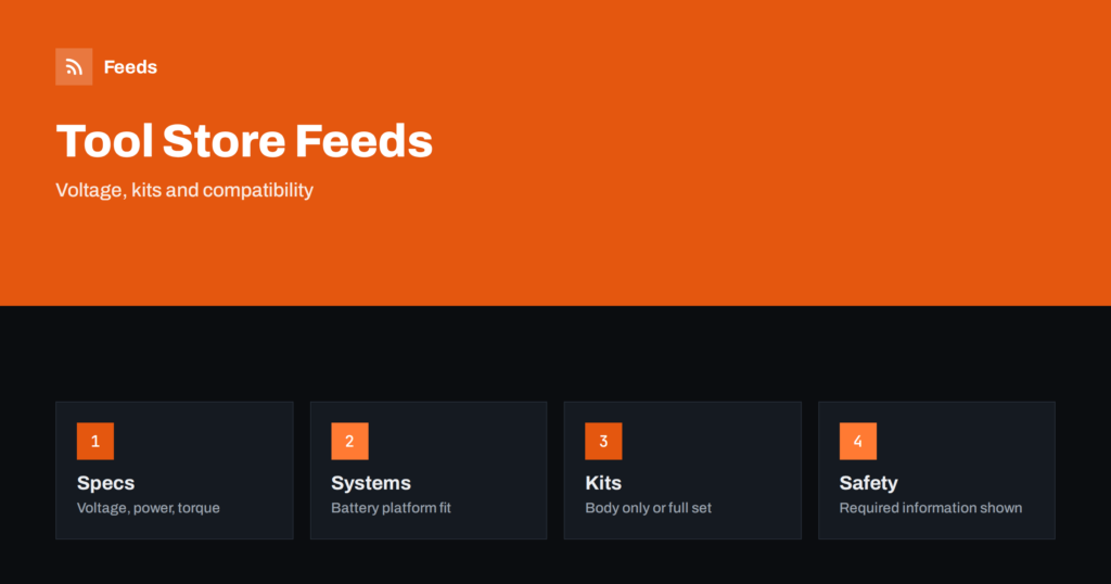 Product Feeds for Power Tools and Hand Tools: Specs and Voltage