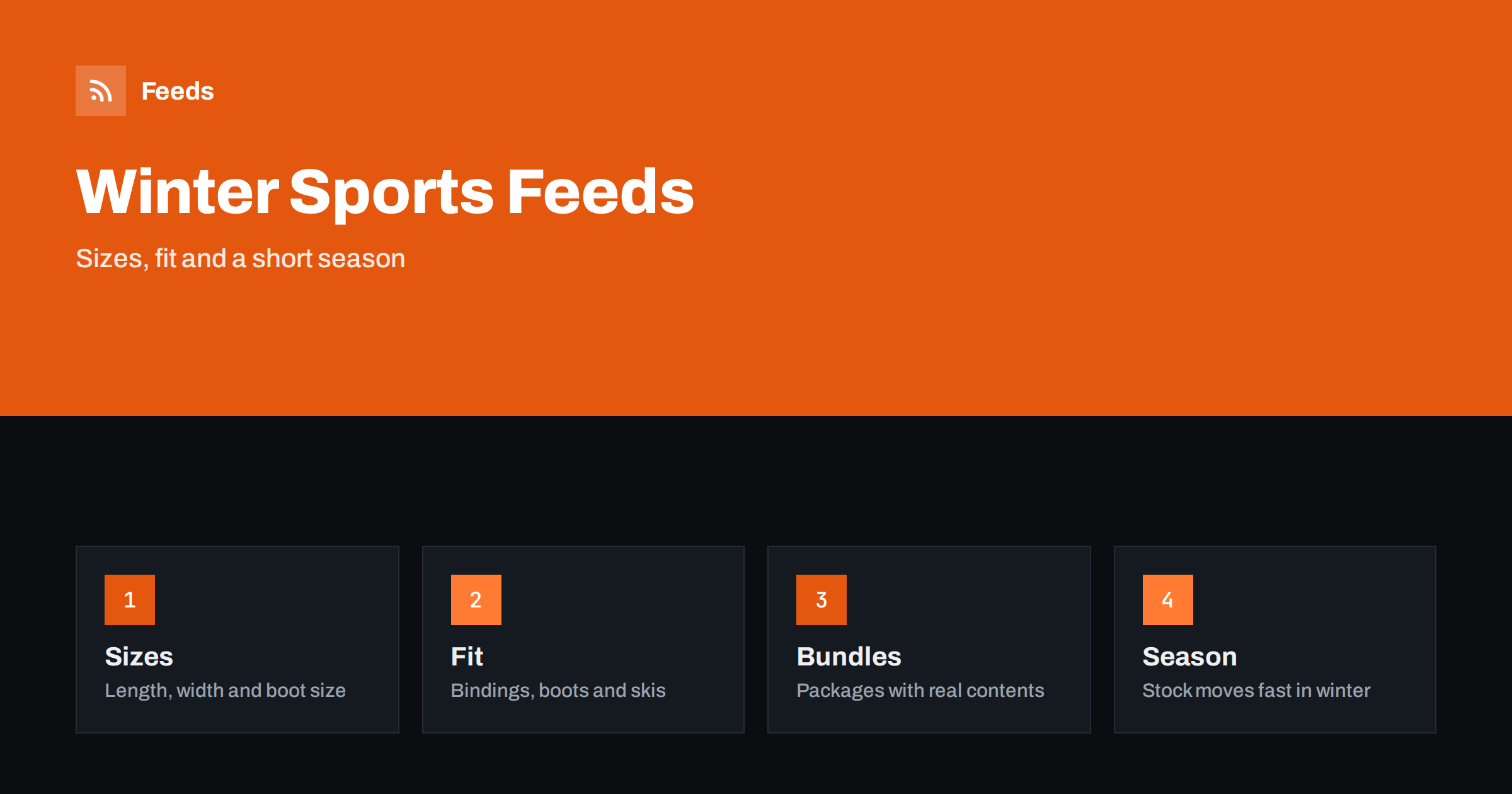 Product Feeds for Ski and Winter Sports Gear: Sizes and Seasons